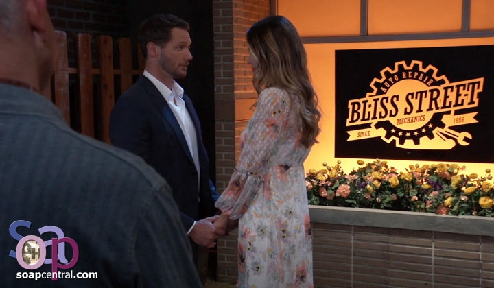 Brando and Sasha are married outside an auto repair shop